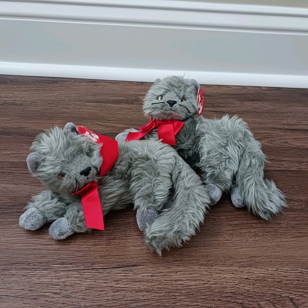 2 Ty Beanie Baby - BEANI the Grey Cat (8 Inch) Stuffed Animal Toy